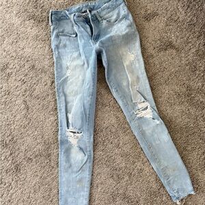 American Eagle Outfitters Blue Skinny Jeans Distressed